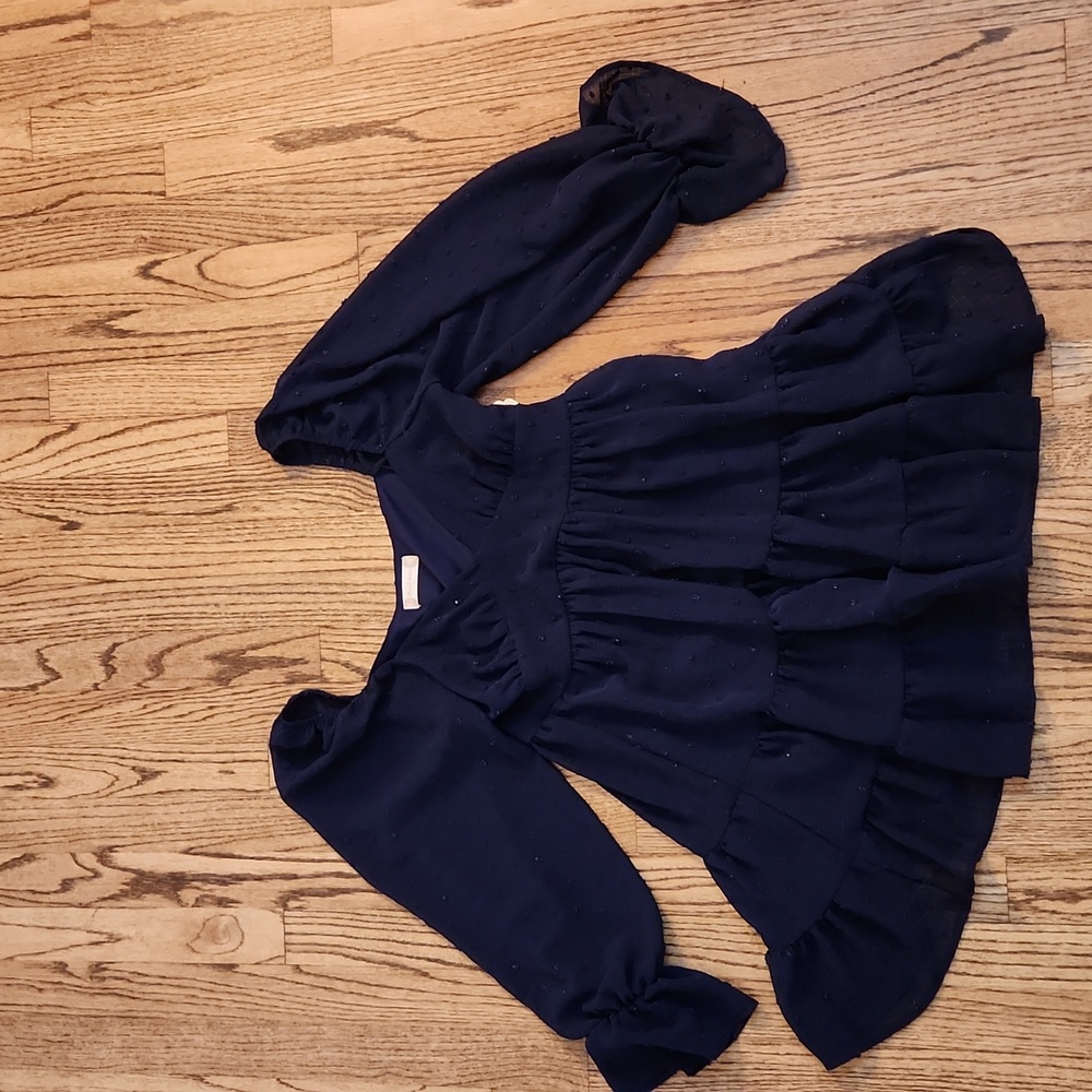 Altar'd Stare Navy Blue Long Aleeved Mini Dress from Francesca's Size Small